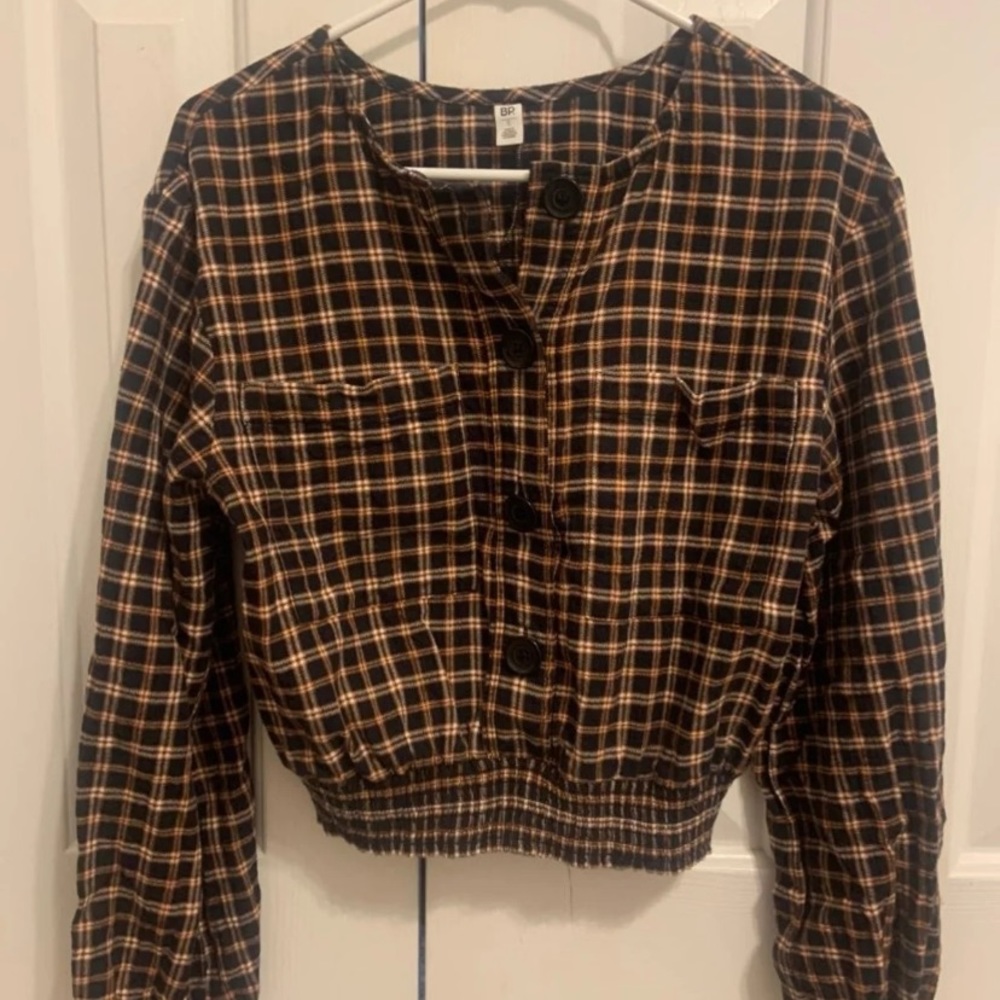 BP. Plaid Cropped Long Sleeve